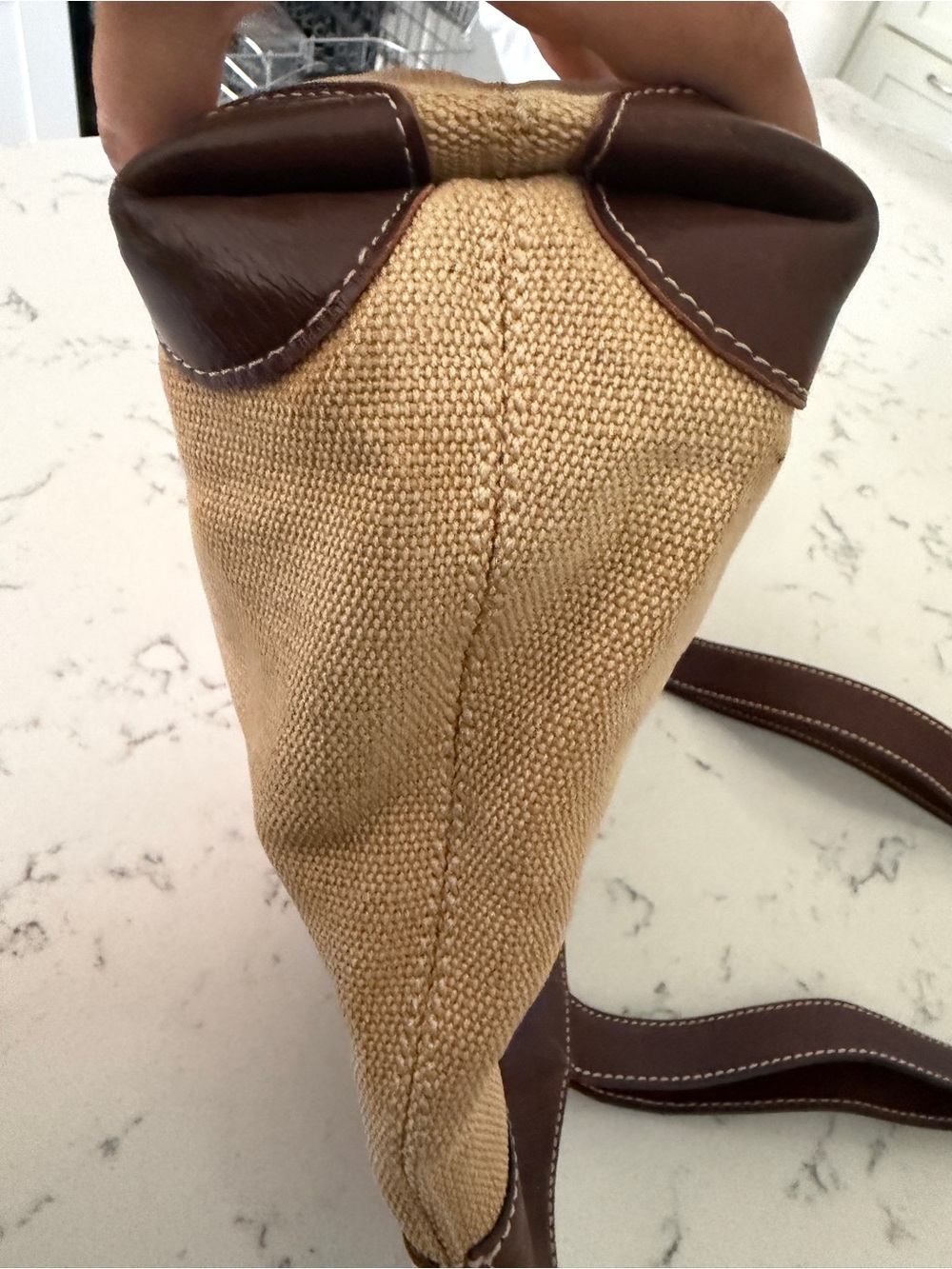 Chanel Summer Raffia Woven & Leather Tote Bag Tan Dark Brown Vintage Large - Picture 9 of 15